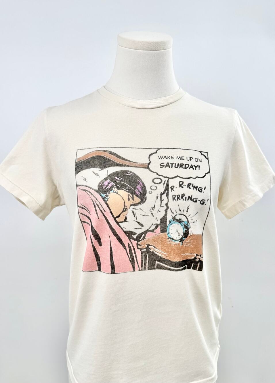 RE/DONE Vintage Graphic Tee Ivory Satuday T-shirt Hanes White Top S